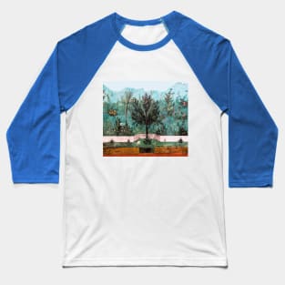 ANTIQUE ROMAN WALL PAINTING Flower Garden Flying Birds Pine,Quince ,Apple Trees Baseball T-Shirt